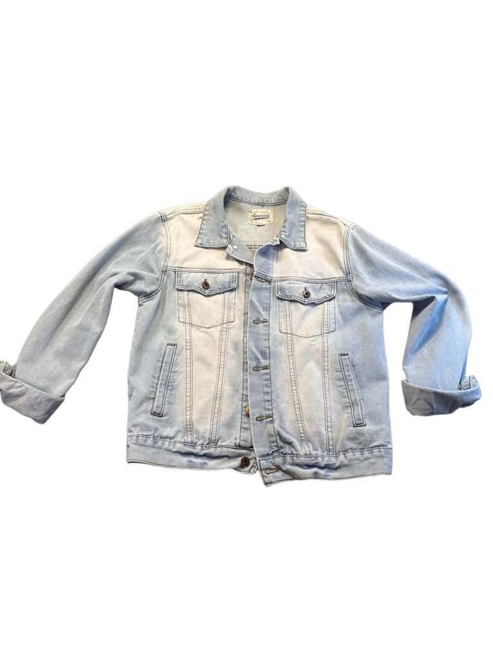 American Vintage Denim Jacket Mens S Light Blue Wash Distressed Grunge Trucker
